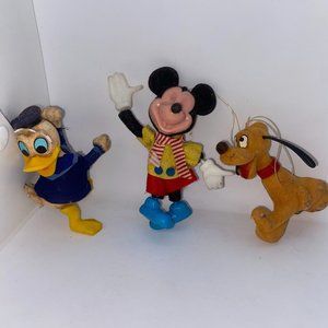 Vintage 50's 60's Disney Christmas Ornament Mickey Mouse Donald Duck Pluto